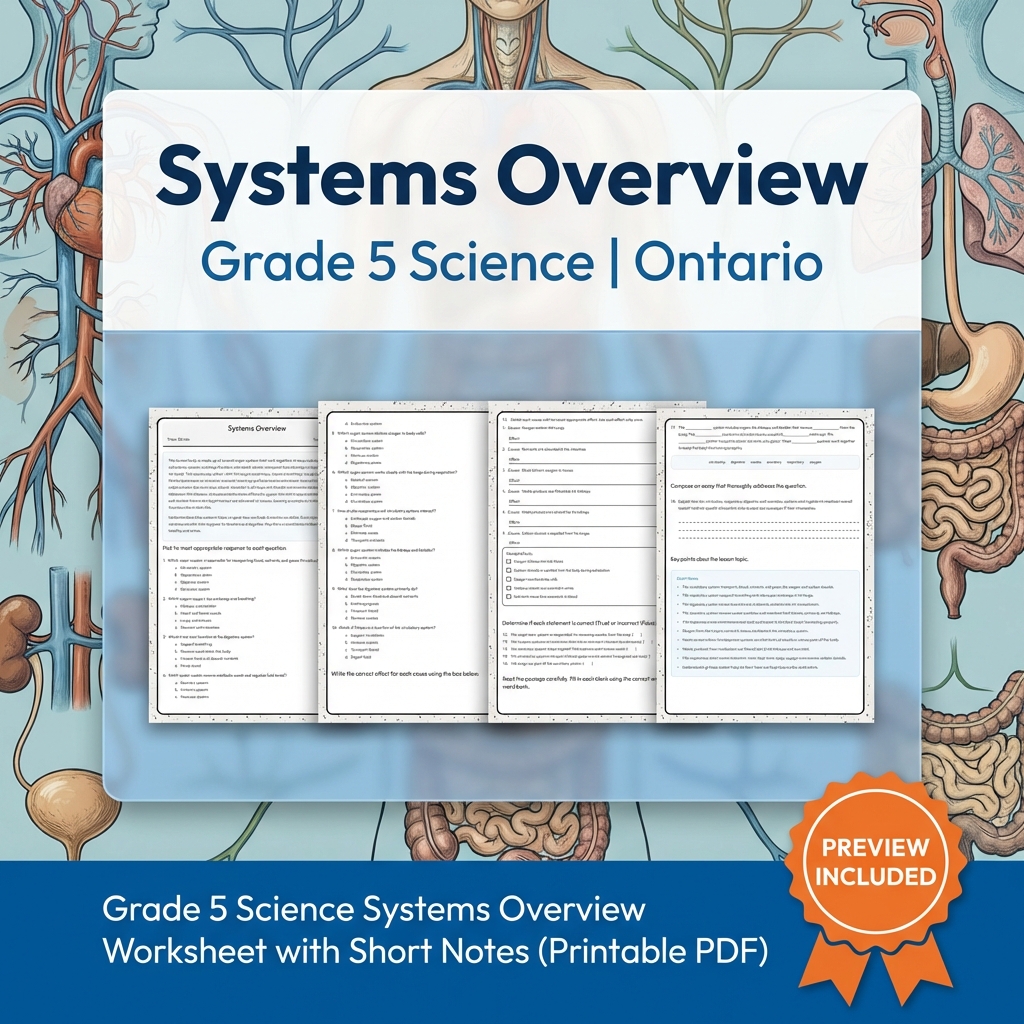 Grade 5 Science Lesson Group – Ontario Curriculum Worksheets Bundle — included worksheet 10