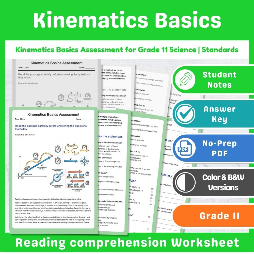 Grade 11 Science Assessment Bundle | Classical Mechanics & Motion Topics — included worksheet 15