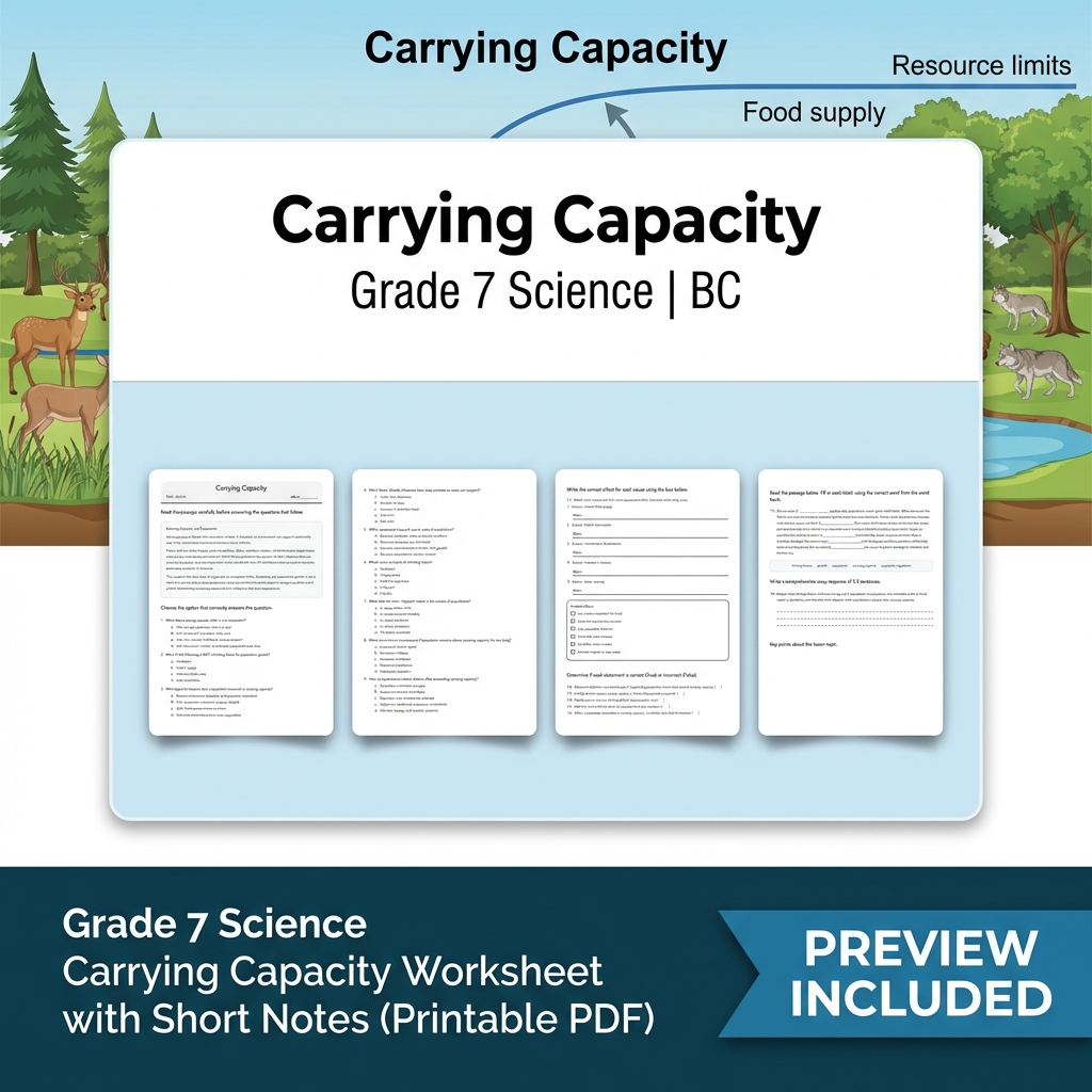 Grade 7 Science Full Year Bundle Ecosystems, Cells & Earth Processes Worksheets — included worksheet 54