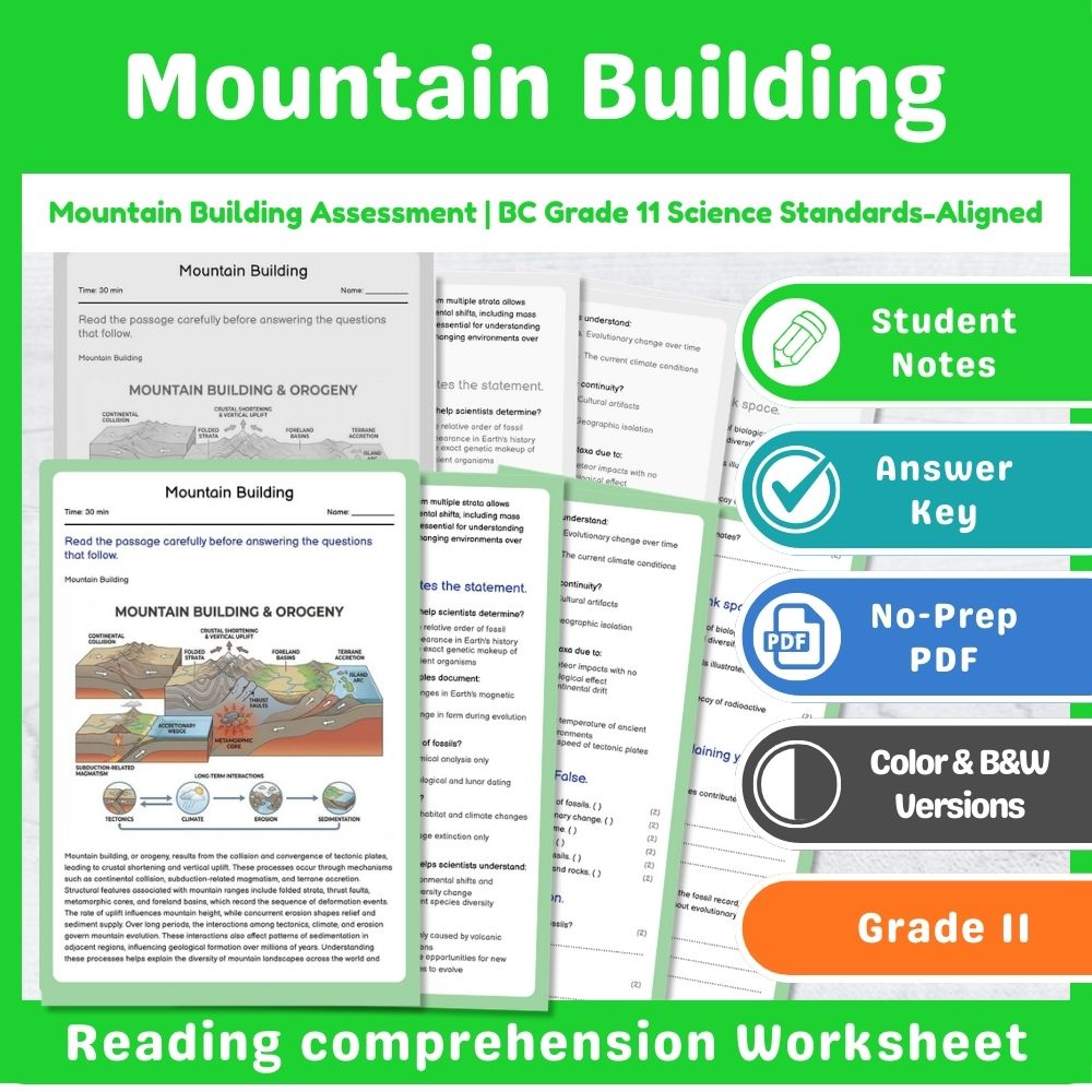 Grade 11 Science Assessment | Plate Tectonics BC Standards Mini Bundle — included worksheet 15