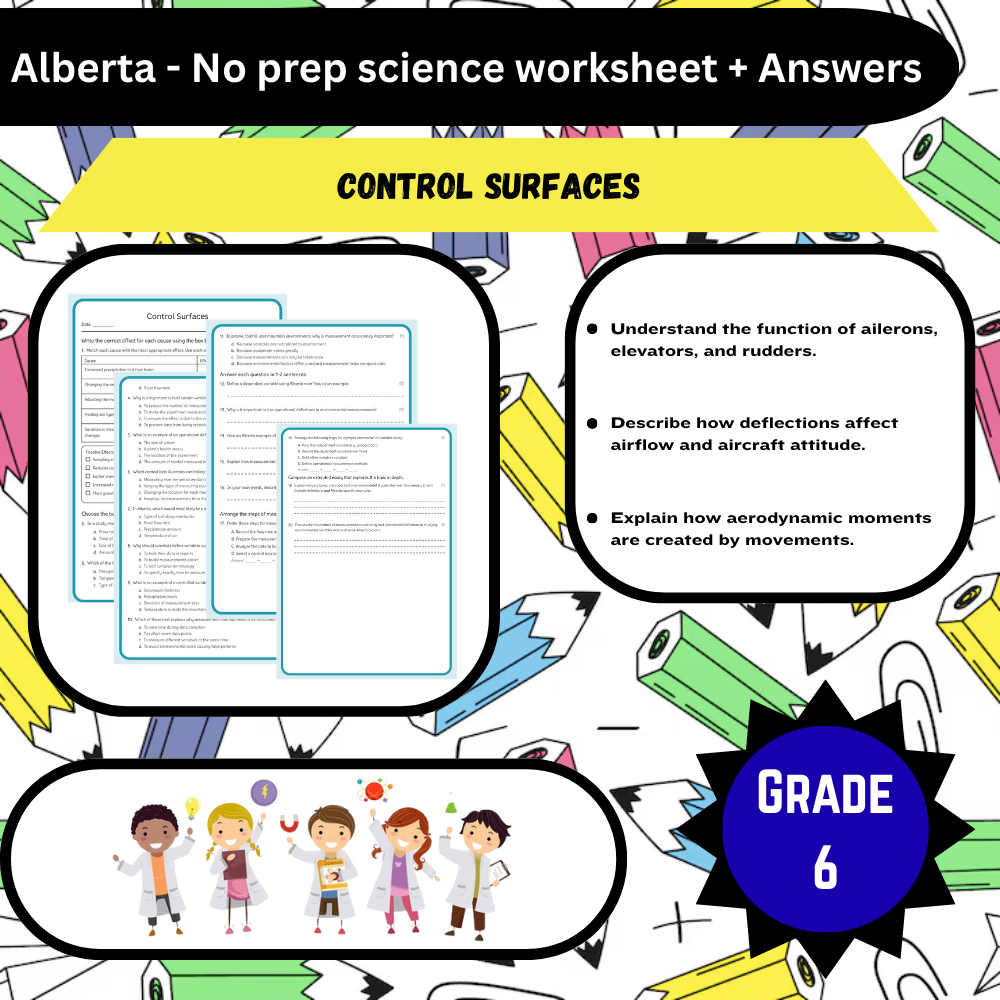 Grade 6 Science | Control Surfaces Worksheet (PDF) – Alberta Standards