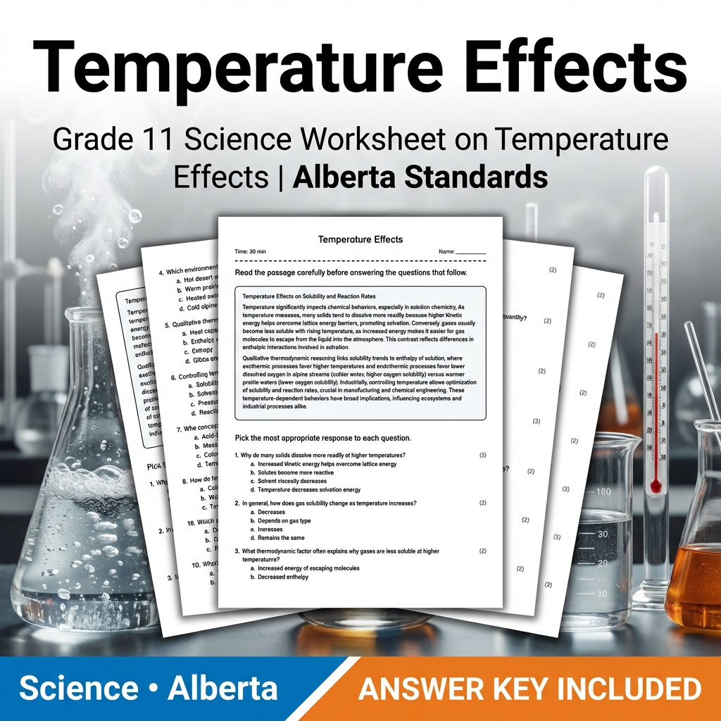 Grade 11 Science Worksheet on Temperature Effects | Alberta Standards