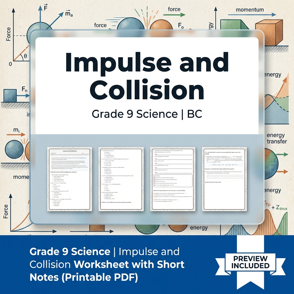 Grade 9 Science Lesson Bundle | Energy, Forces & Motion Worksheets — included worksheet 14
