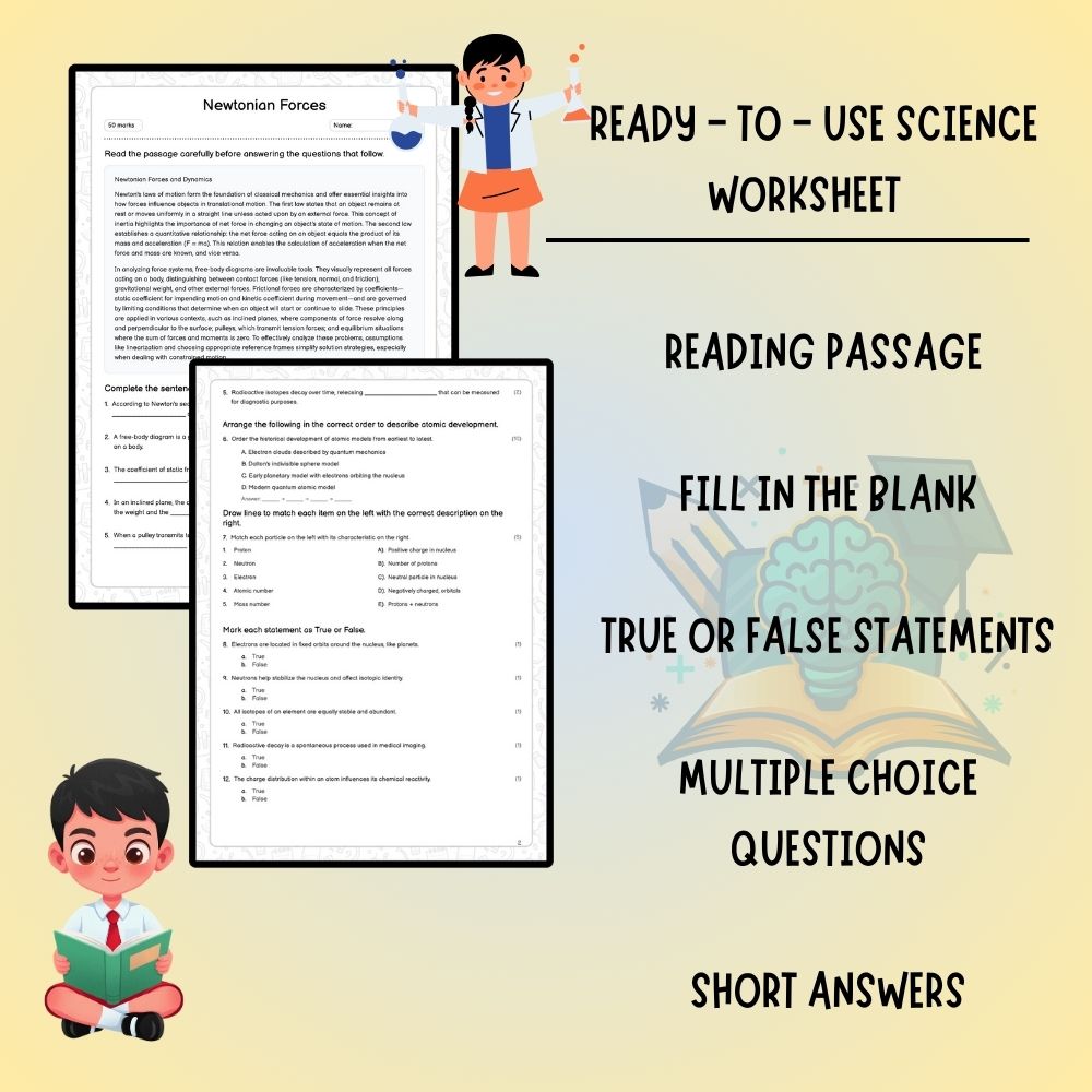 Grade 11 Science worksheet worksheet — Grade 11 Science – Newtonian Forces Worksheet (Answer Key) | Ontario Standards — pa…