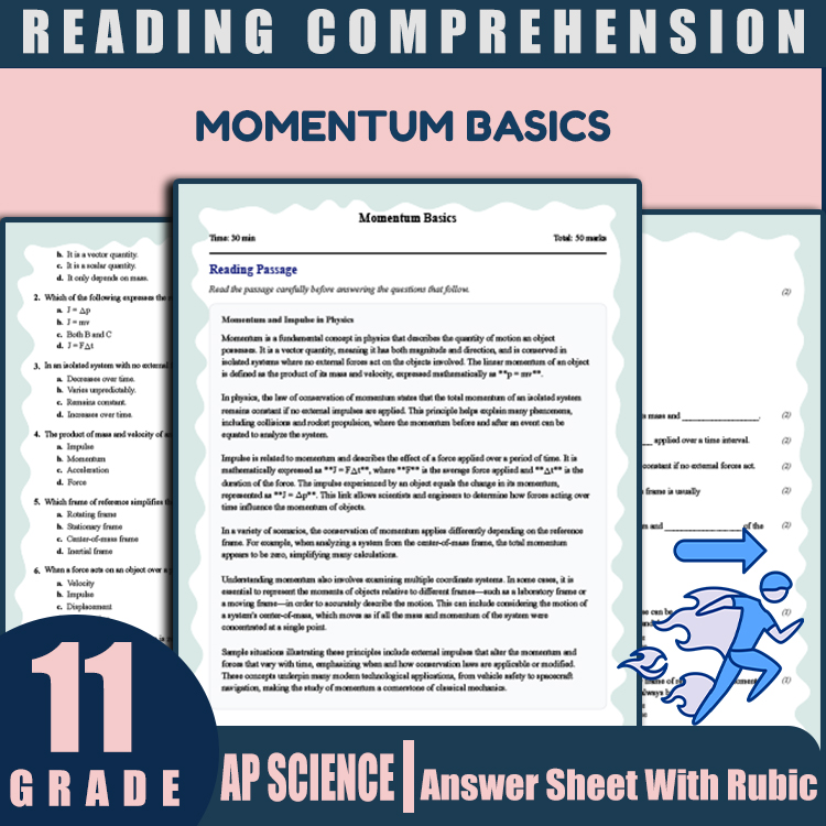 Grade 11 Science reading worksheets worksheet — 11th Grade Science | Momentum Basics Reading Worksheet & Answer Key PDF —…