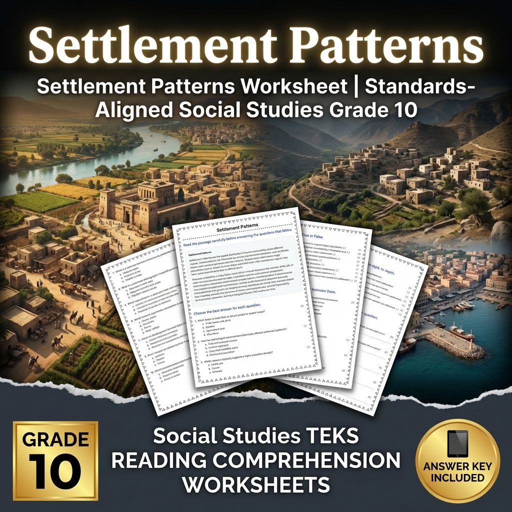 Settlement Patterns Worksheet | Standards-Aligned Social Studies Grade 10