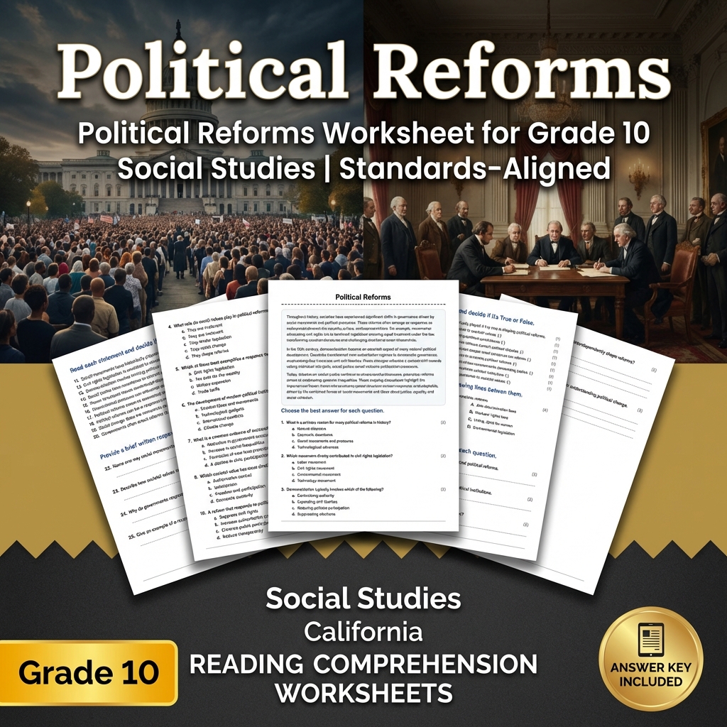 Political Reforms Worksheet for Grade 10 Social Studies | Standards-Aligned