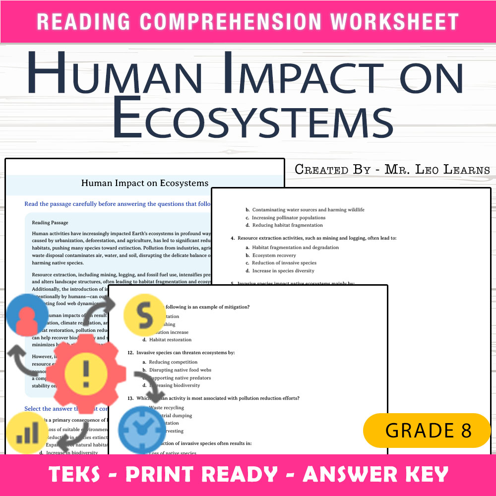 Grade 8 Science worksheet worksheet — Grade 8 Science — Human Impact on Ecosystems Worksheet for Mastery | PDF + Answer Ke…