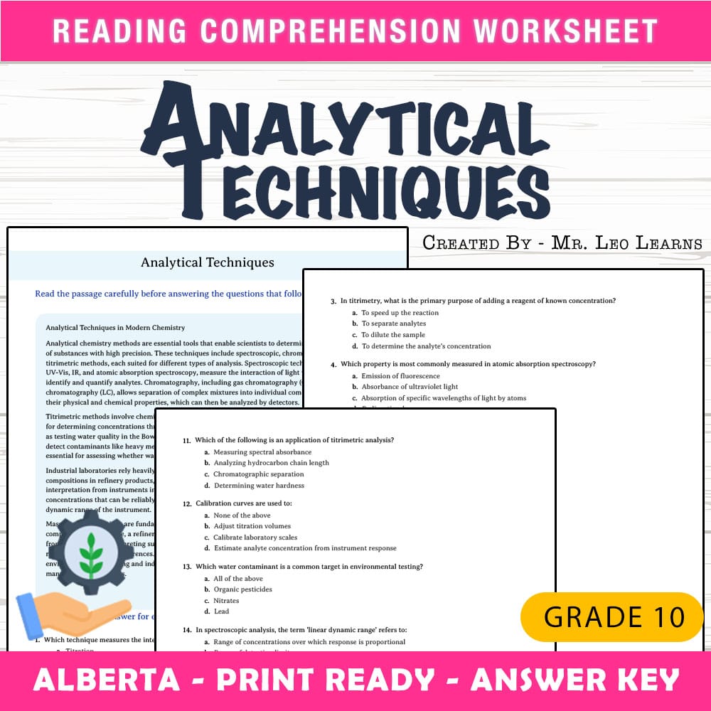 Grade 10 Science worksheet mcq paper worksheet — Grade 10 Science — Worksheet MCQ Paper for Mastering Analytical Technique…