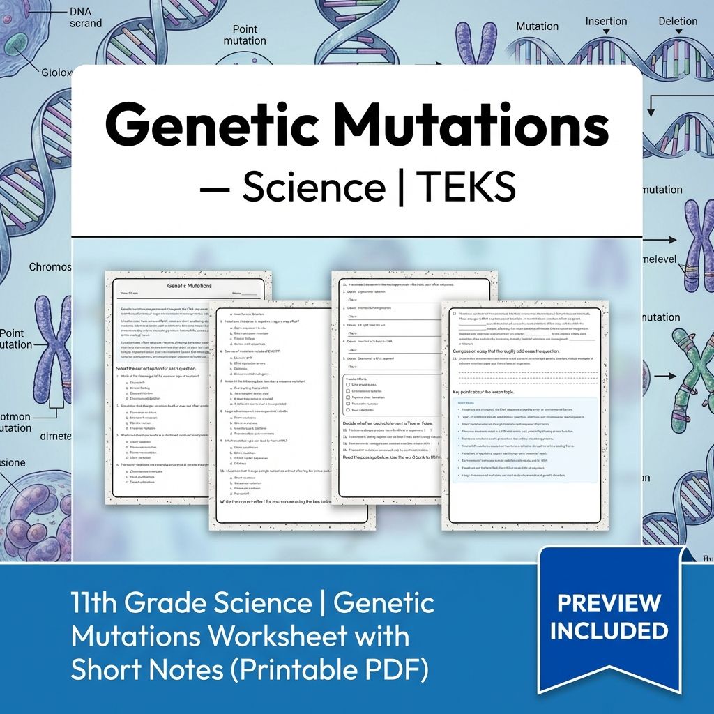 Grade 11 Science Worksheet Bundle | Genetics, Evolution & Human Body (PDF) — included worksheet 56