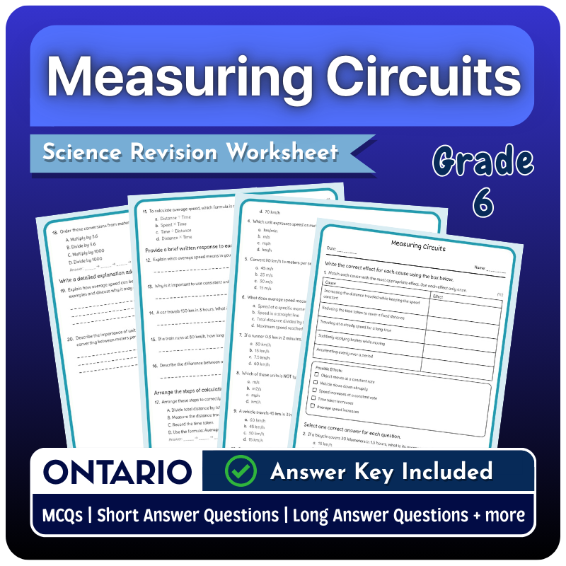 Grade 6 Science | Measuring Circuits Worksheet (PDF) Ontario Standards