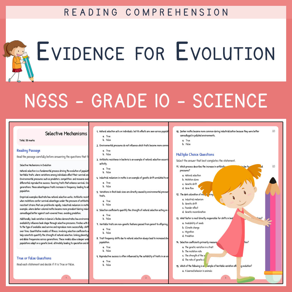 Grade 10 Science worksheet worksheet — Grade 10 Science | Selective Mechanisms Worksheet (NGSS-Aligned + Answer Key) — page 1