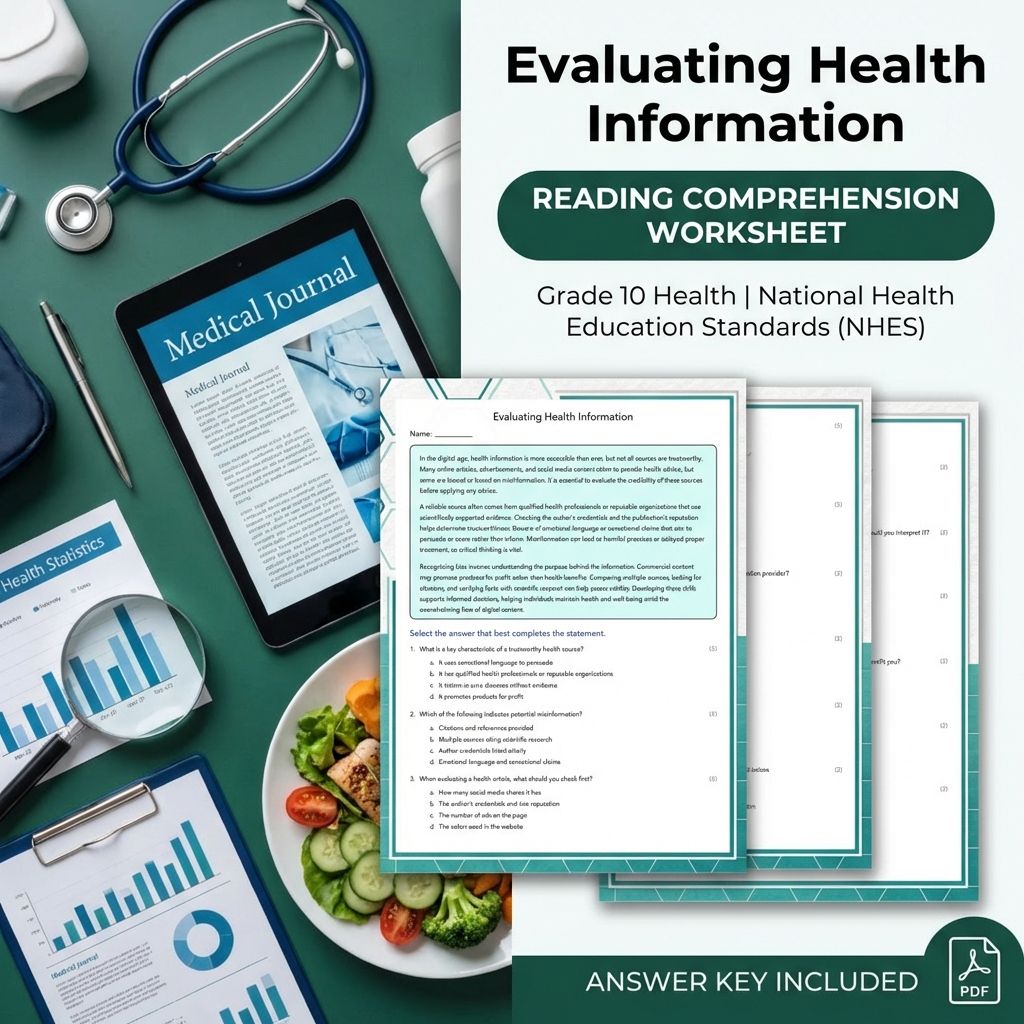 Grade 10 Health Unit | Accessing Reliable Information & Services Worksheet  — included worksheet 5