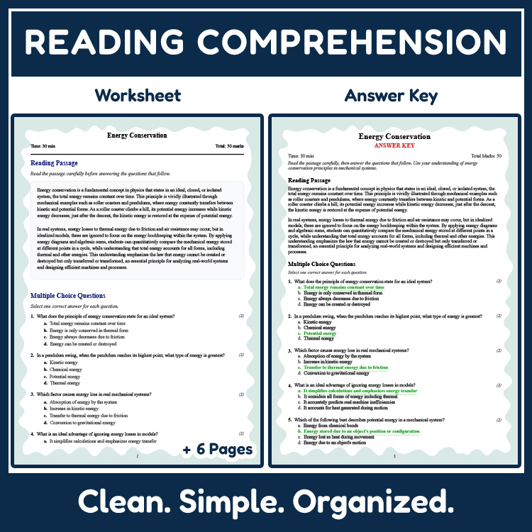 Grade 10 Science reading worksheets worksheet — Grade 10 Science | Energy Conservation Reading Worksheet & Answer Key (PDF…