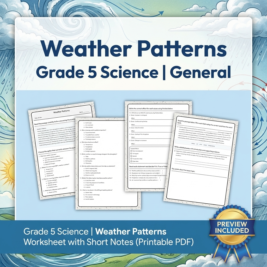 Grade 5 Science Lesson Group: Water Cycles, Seasons, and Earth Materials — included worksheet 7