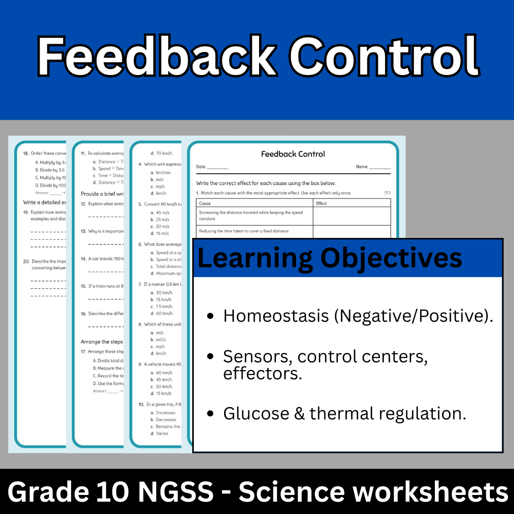 Grade 10 Science science 1 worksheet — Grade 10 Science | Feedback Control Worksheet (Answer Key) – NGSS Alignment