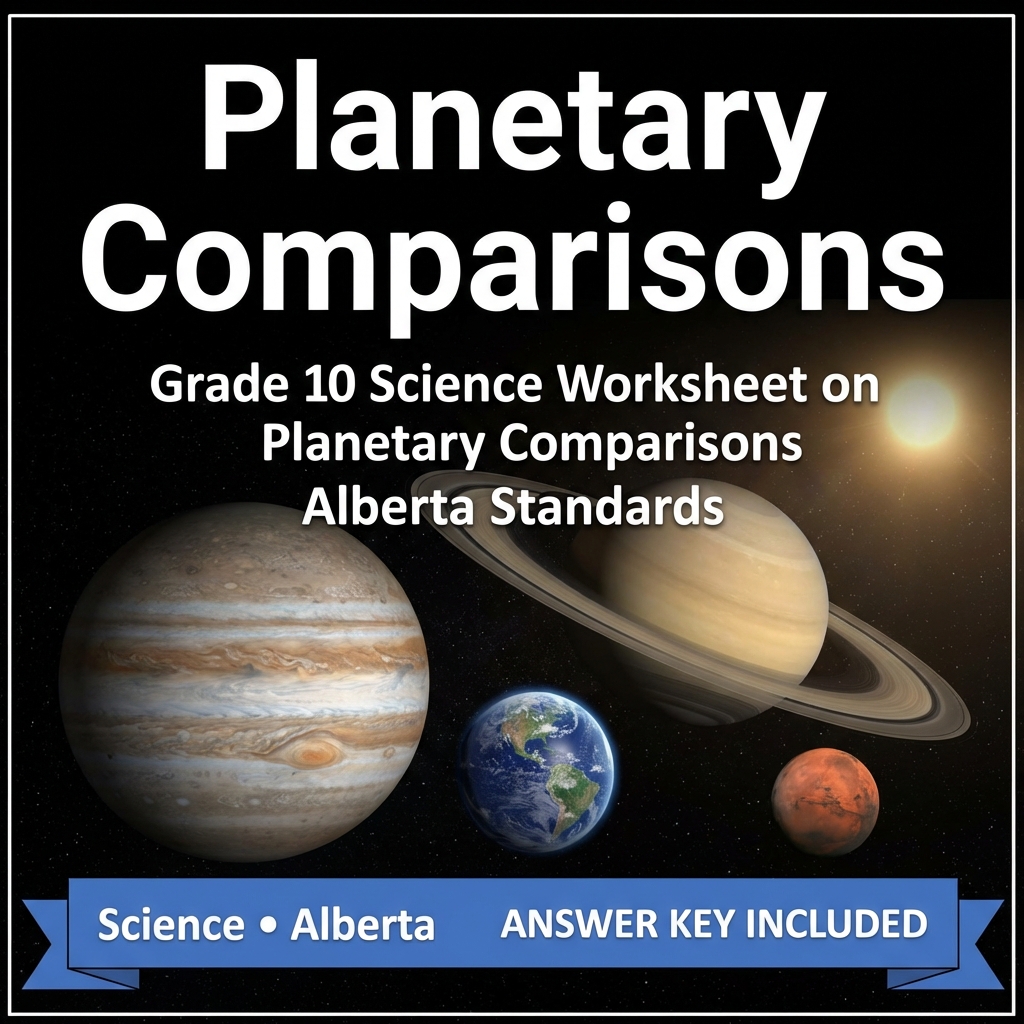 Grade 10 Science Worksheet on Planetary Comparisons Alberta Standards