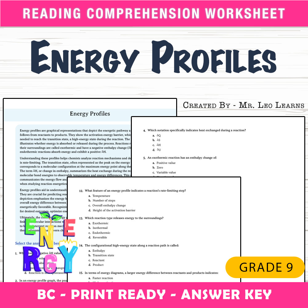 Grade 9 Science worksheet mcq paper worksheet — Grade 9 Science — Energy Profiles Worksheet MCQ Paper PDF + Answer Key — p…