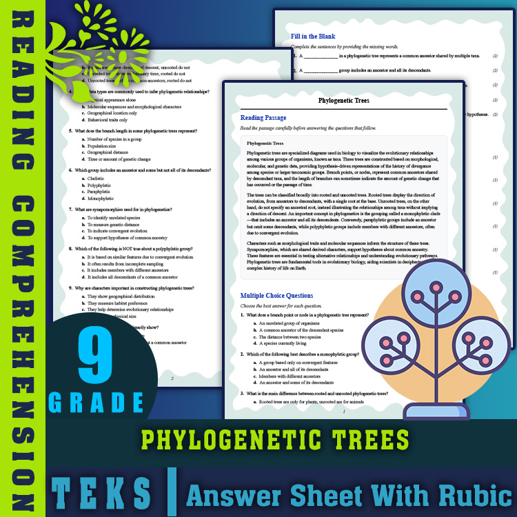 Grade 9 Science reading worksheets worksheet — Grade 9 Science | Phylogenetic Trees Reading Worksheet & Answer Key (PDF) —…