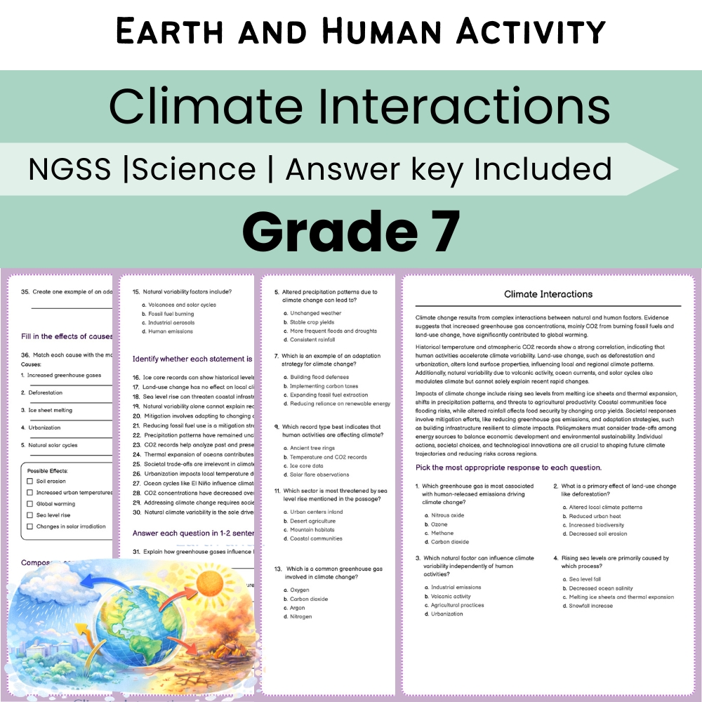 Grade 7 Science Lesson Bundle | Earth and Human Activity NGSS — included worksheet 5