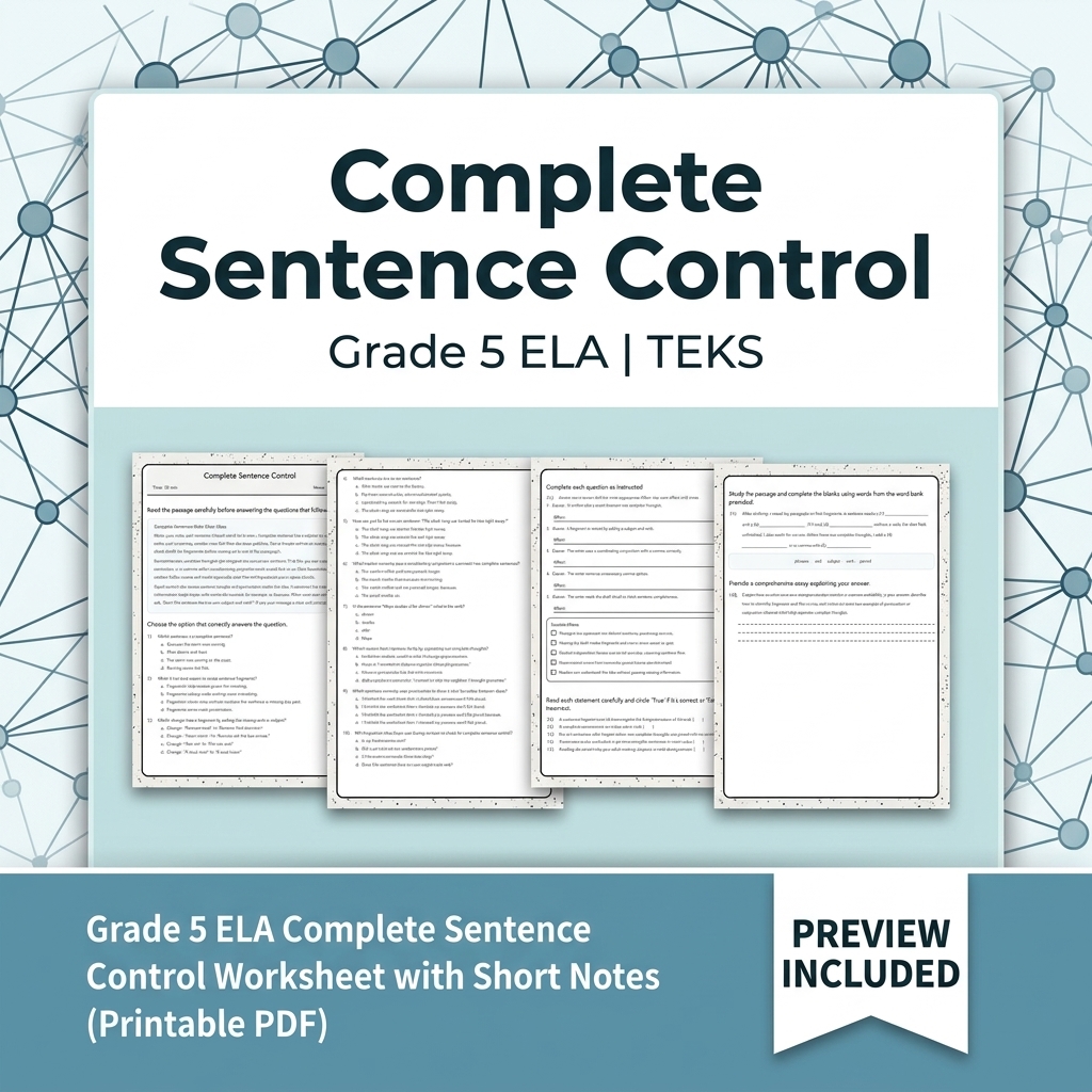Grade 5 Language Conventions ELA Lesson Bundle TEKS Grammar Worksheets — included worksheet 9