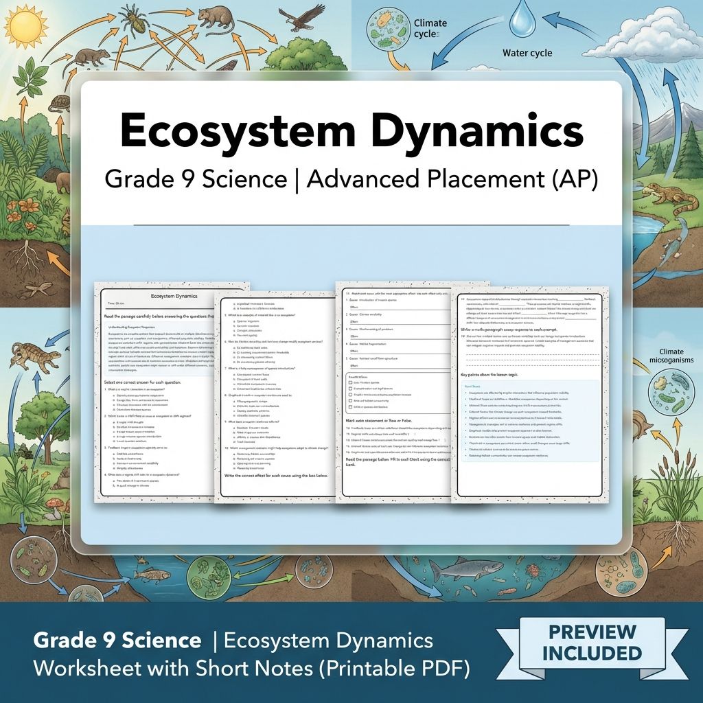 Grade 9 Science Unit | Cellular Processes & Ecosystems Worksheet Pack (PDF) — included worksheet 13