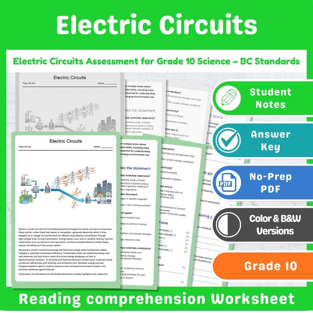 Grade 10 Science | Energy Assessment - BC Standards-Aligned Mini Bundle — included worksheet 15