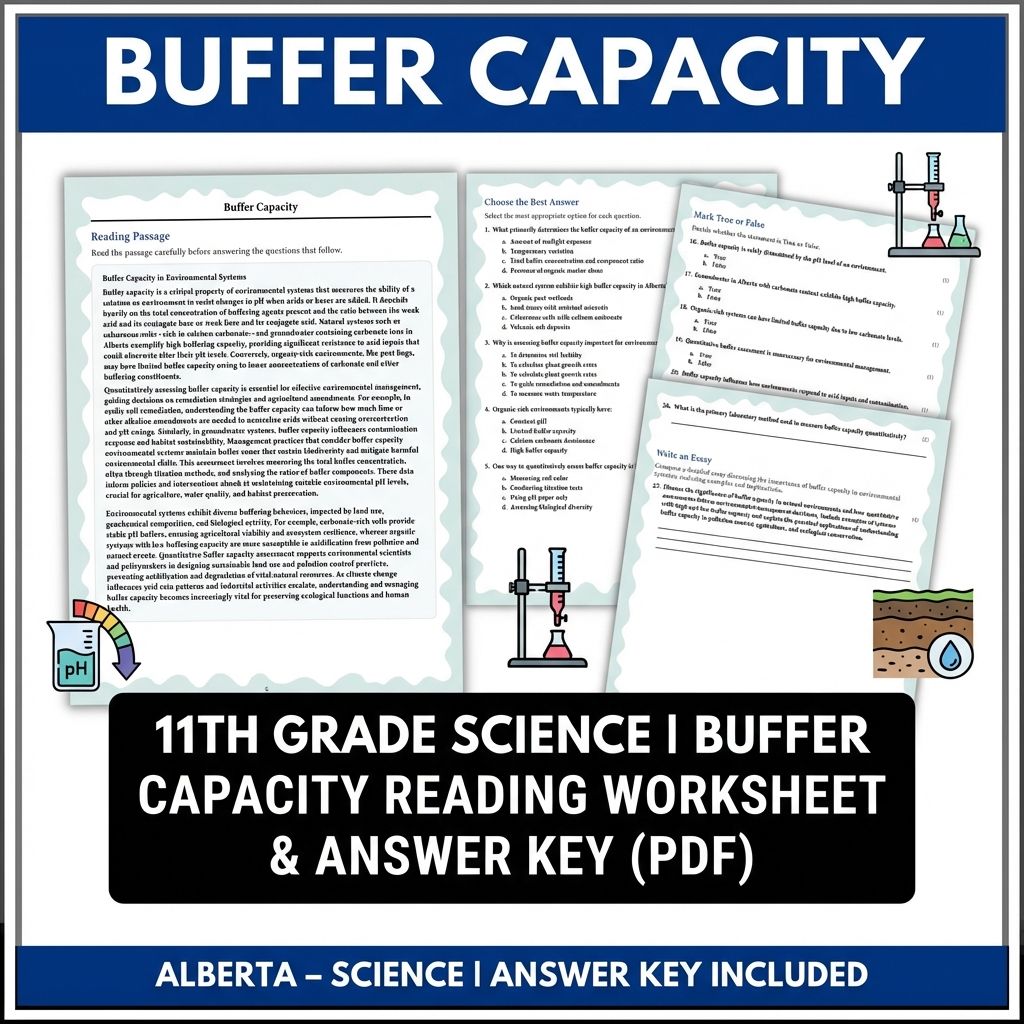 11th Grade Science | Buffer Capacity Reading Worksheet & Answer Key (PDF)