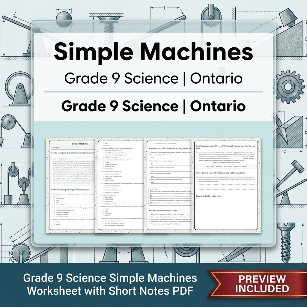 Grade 9 Science Lesson Group: Energy, Forces & Motion Worksheets Bundle — included worksheet 15
