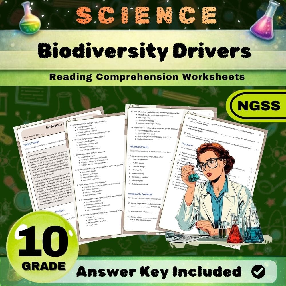 Grade 10 Science NGSS Bundle | Worksheets for Earth, Life & Physical Sciences — included worksheet 63