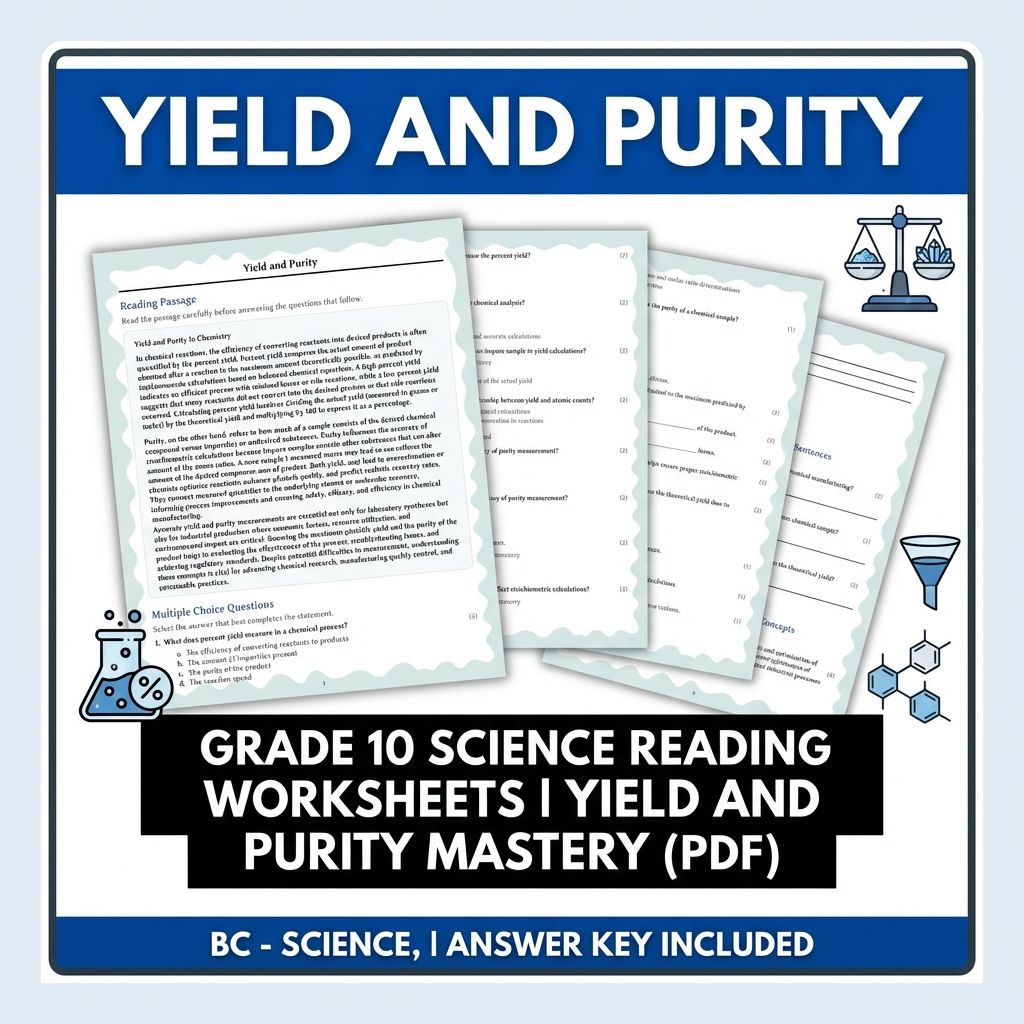 Grade 10 Science Reading Worksheets | Yield and Purity Mastery (PDF)