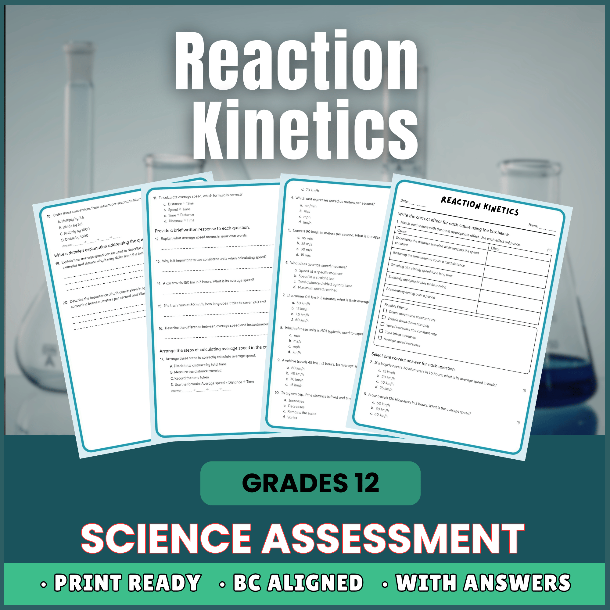 Grade 12 Science | Reaction Kinetics Worksheet (Answer Key) – BC Standards