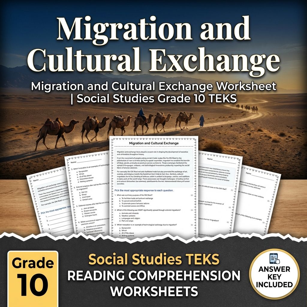 Migration and Cultural Exchange Worksheet | Social Studies Grade 10 TEKS