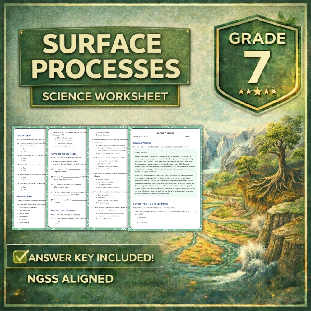 Grade 7 Science Bundle | Earth Systems & Processes NGSS (Worksheet Pack) — included worksheet 6