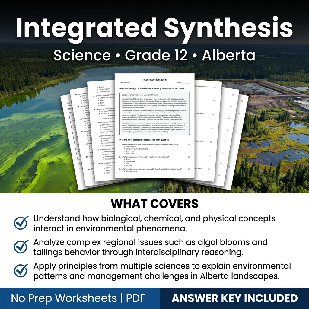 Grade 12 Science Worksheet on Integrated Synthesis for Alberta Standards