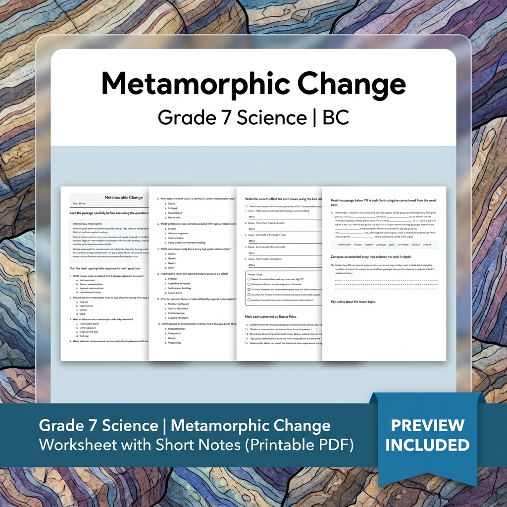 Grade 7 Science Full Year Bundle Ecosystems, Cells & Earth Processes Worksheets — included worksheet 55