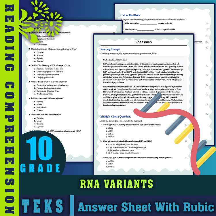 Grade 10 Science reading worksheets worksheet — 10th Grade Science | RNA Variants Reading Worksheet & Answer Key (PDF) — p…