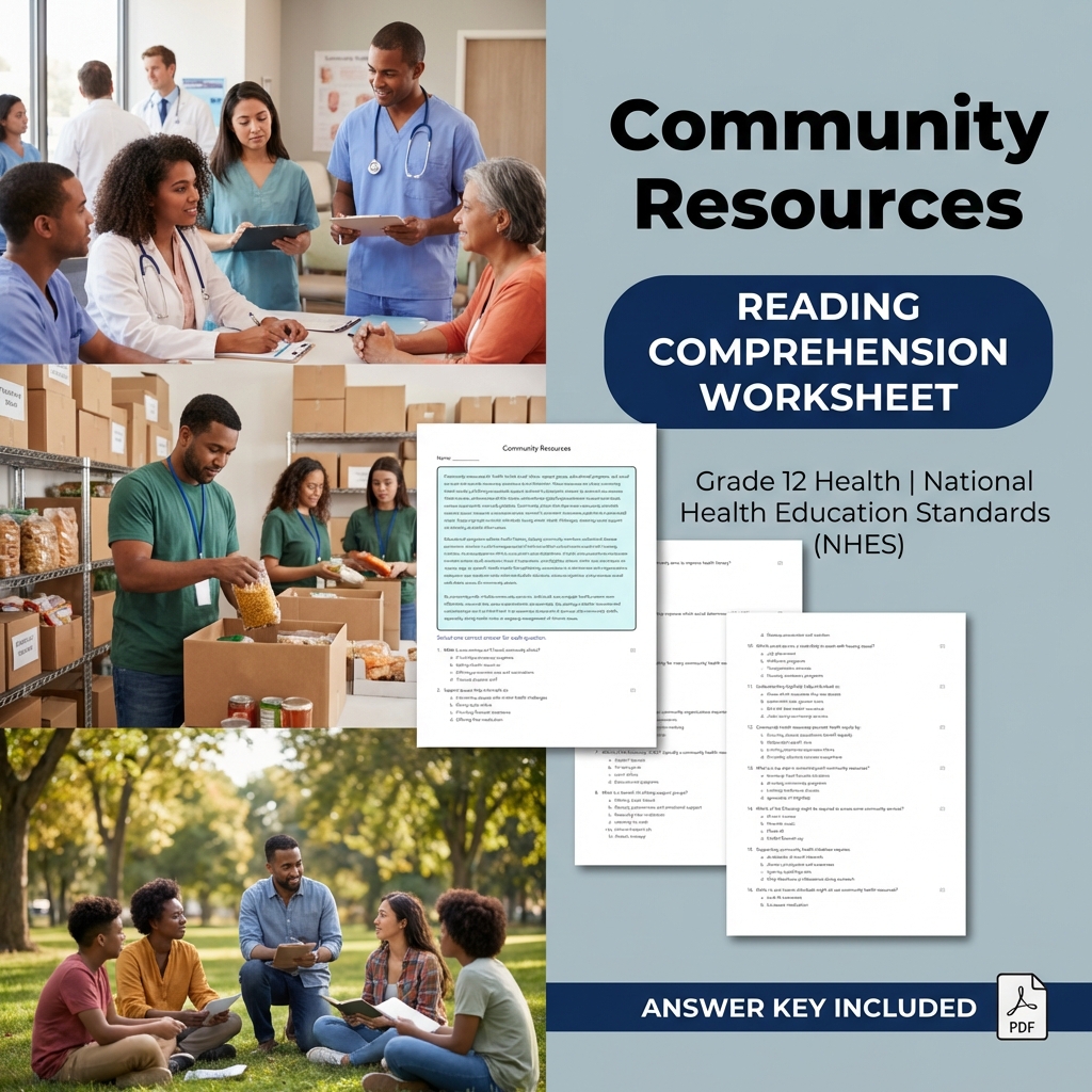 Community Resources Health Worksheet | NHES Grade 12 Health Assessment