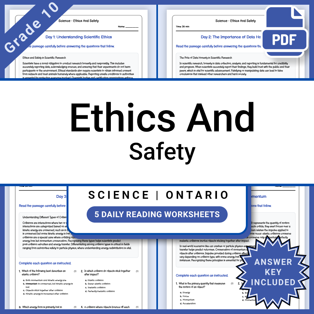 Grade 10 Science Lesson Bundle | Ontario Framework Reading Worksheets — included worksheet 11