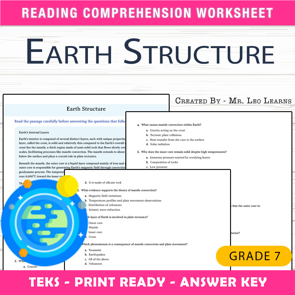 Grade 7 Science worksheet worksheet — Grade 7 Science — Earth Structure Worksheet for Mastering Earth's Layers — page 1