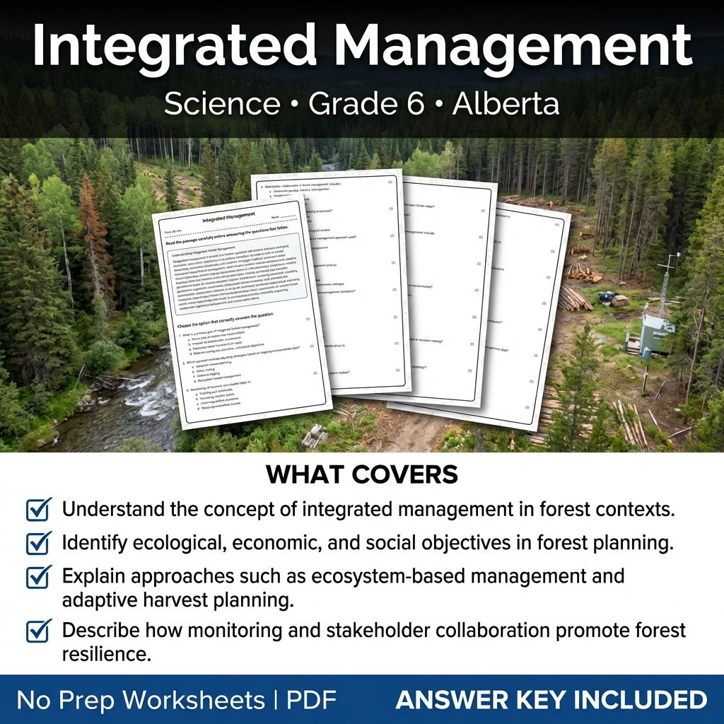 Grade 6 Science Worksheet on Integrated Management Alberta Standards