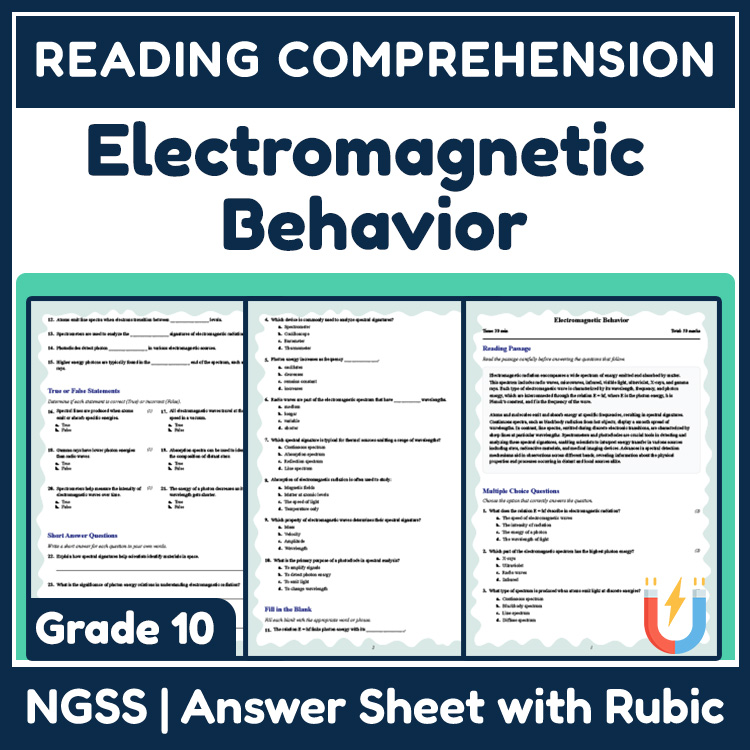 Grade 10 Science reading worksheets worksheet — Grade 10 Science | Electromagnetic Behavior Reading Worksheet (PDF + Answe…