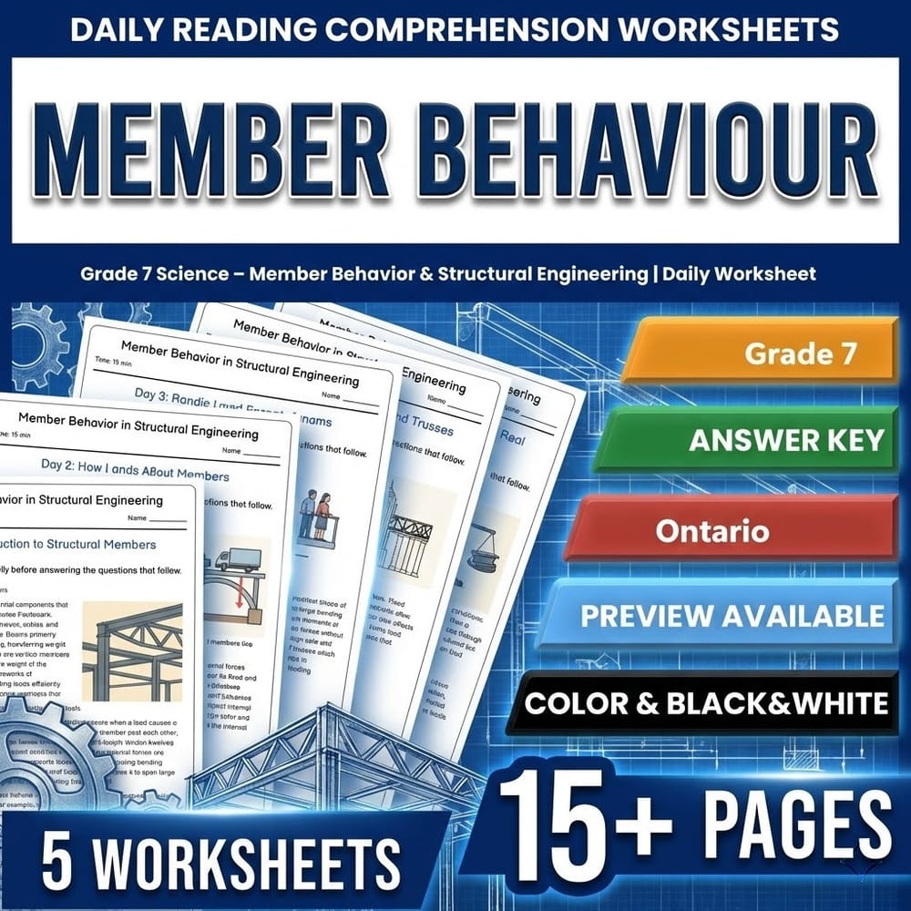 Structural Engineering Grade 7 Science Daily Reading Worksheets Bundle | Ontario — included worksheet 11