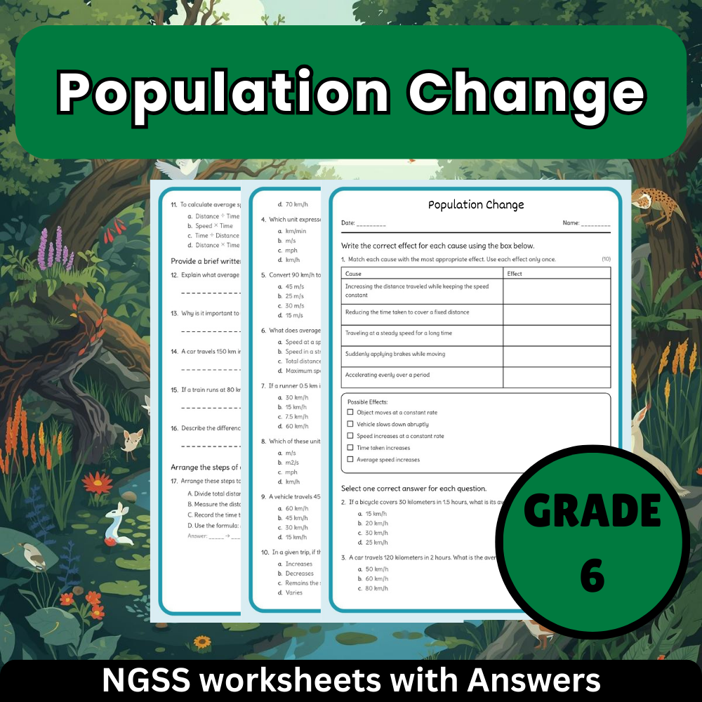 Grade 6 Science Unit Bundle | Ecosystems & Biodiversity NGSS Worksheets (PDF) — included worksheet 4