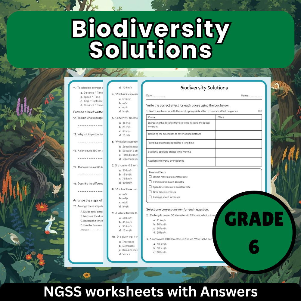 Grade 6 Science Unit Bundle | Ecosystems & Biodiversity NGSS Worksheets (PDF) — included worksheet 5