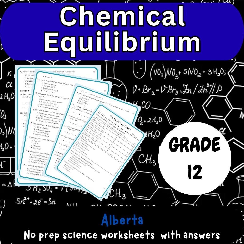 Grade 12 Science | Chemical Equilibrium Worksheet (PDF)
