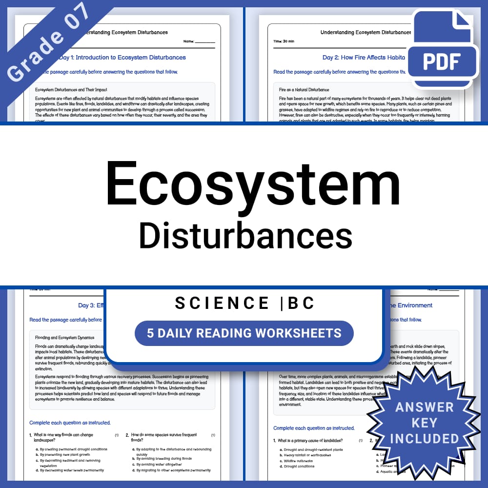 Grade 7 Science Lesson Group: Ecosystems and Population Framework — included worksheet 15
