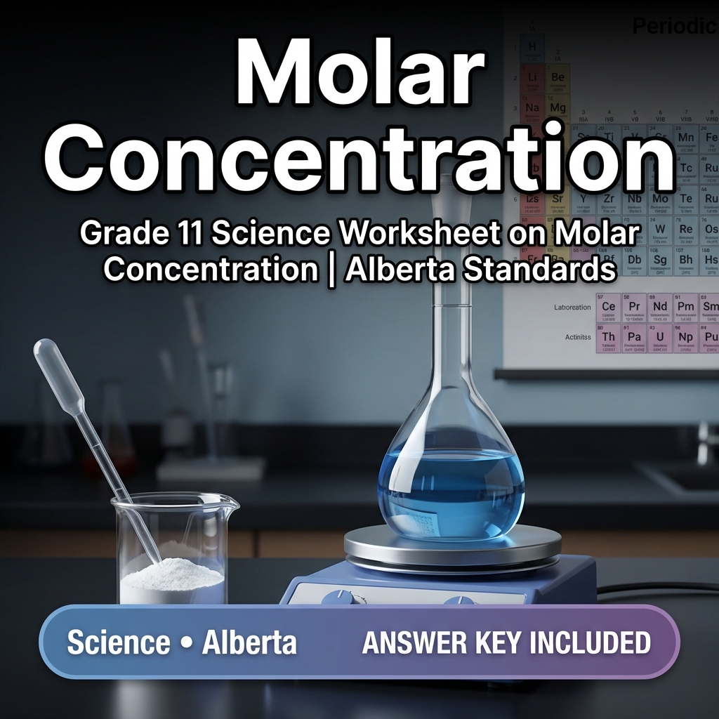 Grade 11 Science Worksheet on Molar Concentration | Alberta Standards