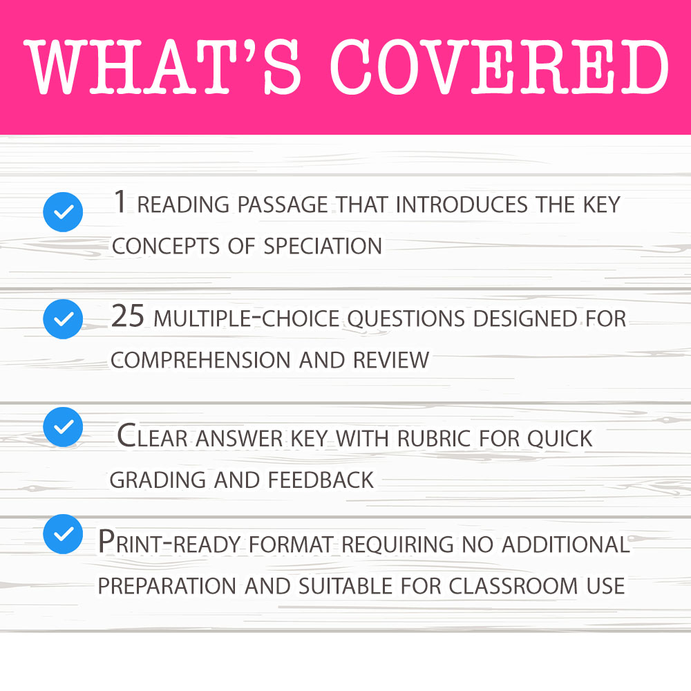 Grade 12 Science worksheet mcq paper worksheet — Grade 12 Science — Speciation Processes Worksheet MCQ Paper for Mastery —…