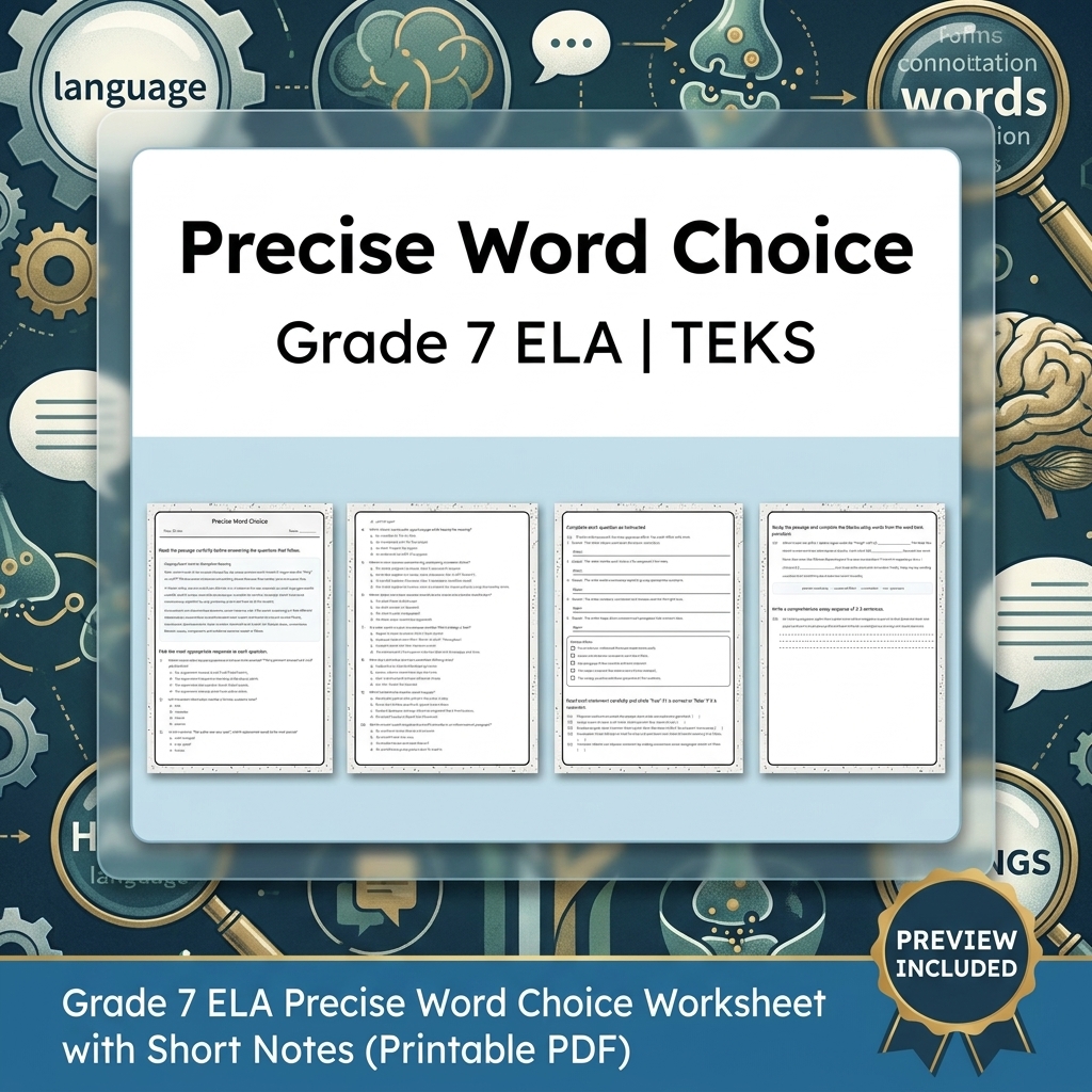 Grade 7 Evidence-Based Research Writing ELA full-year bundle TEKS — included worksheet 40